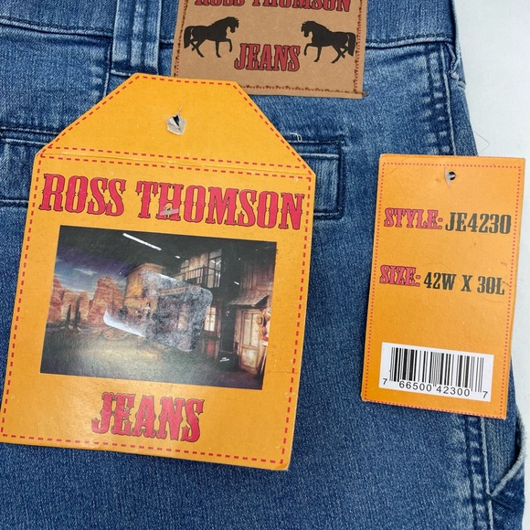 Ross Thomson Denim Jeans Faded Blue Distressed Straight NWT Men's 44 W x 32* - Picture 11 of 12